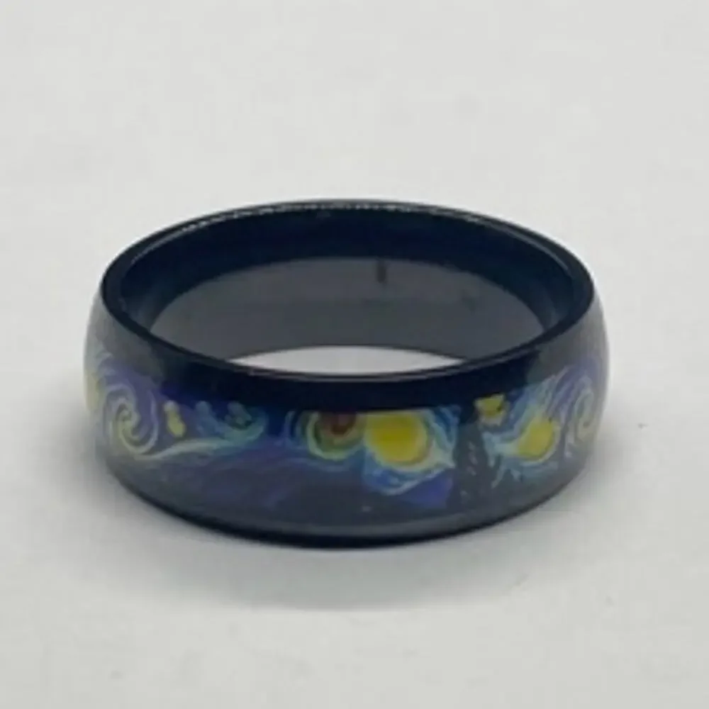 Unisex Starry Night Stainless Steel Band Ring Size 11